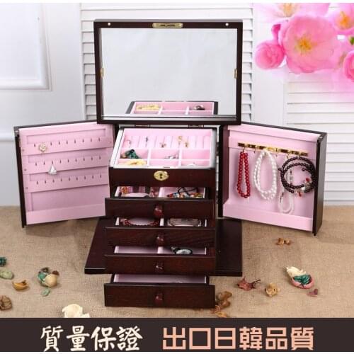 Limited Real Europe Glossy Organizador Organizer High-grade Solid Wood Jewelry Box With Lock European Style Boxes Storage box