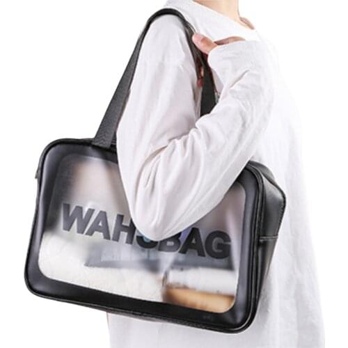 2021 Brand New Women Cosmetic Bag Portable PVC Multipurpose Toilet Storage Bag Clare Makeup Bag for Women Size S M L