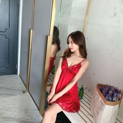 Summer sexy suspender skirt silk thin nightdress ladies silk home wear pajamas