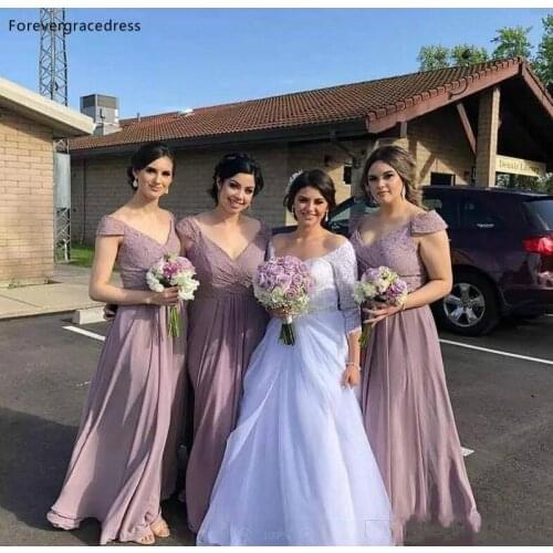 A Line Blush Pink Bridesmaid Dresses Cap Sleeves Western Girls Wedding Guest Maid of Honor Gowns Tailor Made Plus Size Available