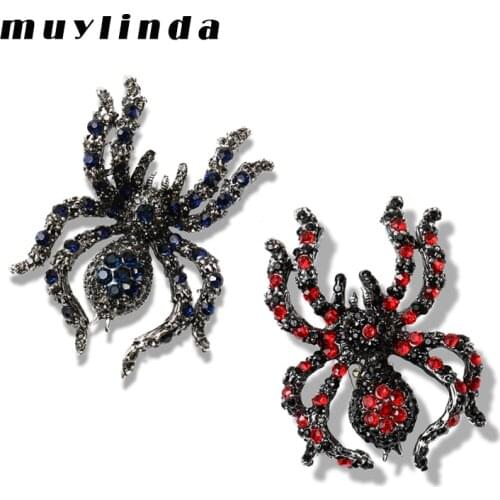 Muylinda Big Spider Brooch Trendy Rhinestone Insect Pin Human Suit Collar Brooches Pin Needle Jewelry Best Gift