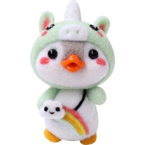 Animal Penguin Wool Felt Craft DIY Unfinished Poked Set Handcraft Kit for Needle Material Bag Pack Handmade