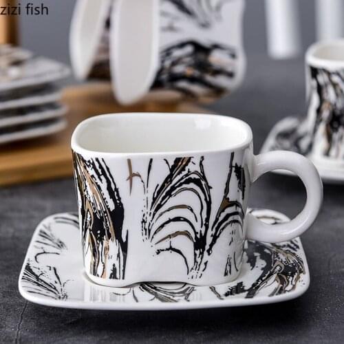 Abstract Painting Ceramic Tea Pot and Cups Set Heating Filter Candle Gold Pattern Teapot Afternoon Tea Coffee Sets Desktop Decor