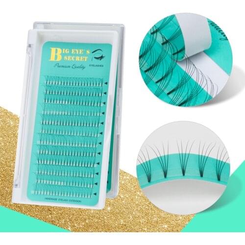 Big Eyes Secret Short stem Premade Fans Make up Faux Mink Pre Made Russian Volume Lashes Fans Eyelash Extension