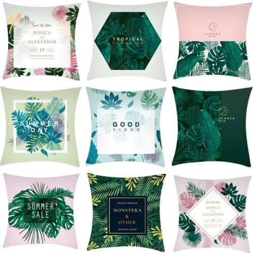 Pillow Cover Summer Green Plant Pillowcase Decorative Sofa Bed Pillow Case Home Decor Cushion Cover 45*45cm