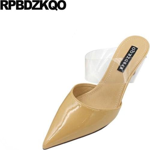 Shoes stiletto suede pumps thin high heels medium transparent pointed toe scarpin yellow ladies clear casual patent leather pvc