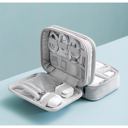 Cable Organiser Bag, Travel Electronics Accessories Bag Organiser for Cables, USB drive, Charger, Power Bank, Double Layer