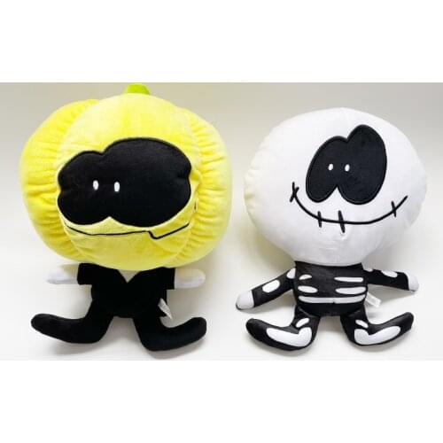 2PCS Friday Night Funkin Plush Toy Spooky Month Skid and Pump Soft Plush Pillow Stuffed Animal Dolls Halloween Gift for Boy Kids