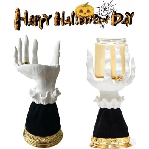 Halloween Wick Candle Candlestick Holder Candelabra Pillar Stand Resin Tealight Holder For Wedding Centerpieces Home Table Decor