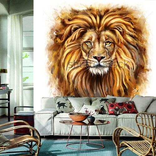 Custom 3D large mural,lion head oil painting papel de parede ,living room TV wall bedroom wallpaper