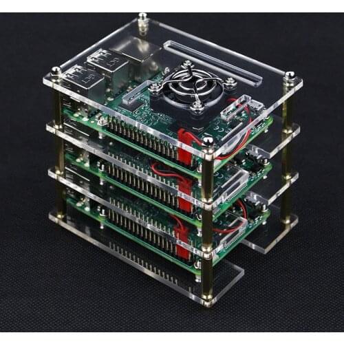 3 Layer Raspberry Pi 4 Model B Acrylic Case Clear Box Cover for Raspberry Pi + Cooling Fans for DIY Raspberry Pi 4/3B+/3