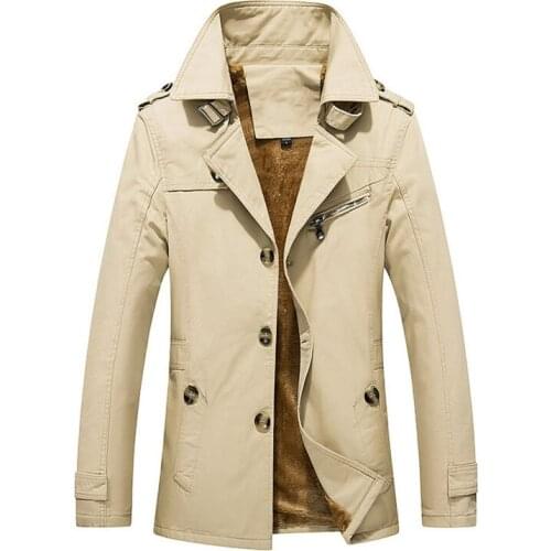Plus Size 5XL Men Jacket and coats Autumn Winter Fleece Slim Cotton Jacket Casual Mens Trench Coat jaqueta masculina