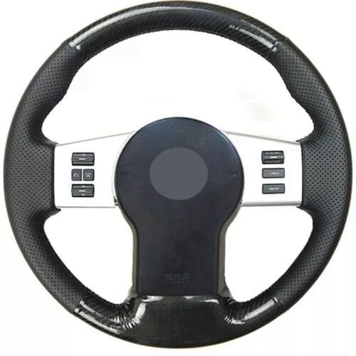 Hand-Stitched Soft Black Carbon Fiber Black Suede Car Steering Wheel Cover For Nissan Xterra/ Pathfinder/Frontier