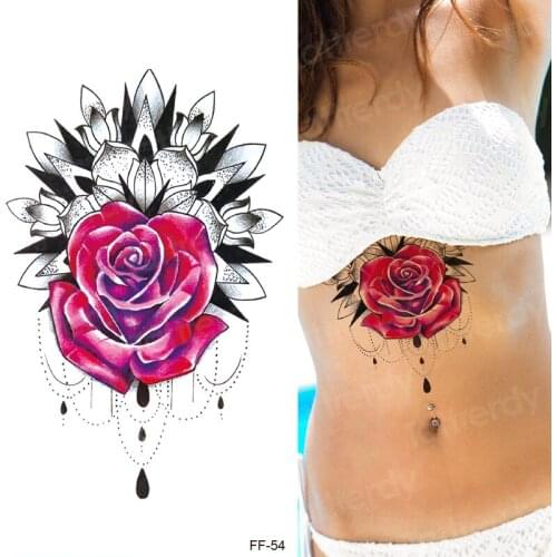 Sternum Body Classic Henna Flower Waterproof Temporary Tattoo Body Art Sexy Waist Fake Tatoo For Girl Women India tatto back arm