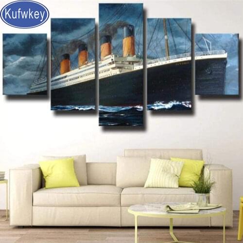 5 Piece Cityscape diamond painting art Night landscape Painting for Bedroom full square round diamond embroidery Multi-Picture