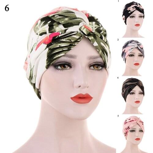 Women Muslim Turban Cotton Elastic Head Wrap Folding Cross Knotted Hair Ribbon Scarf Headwear Bandanas Lady Hair Hats Beanie