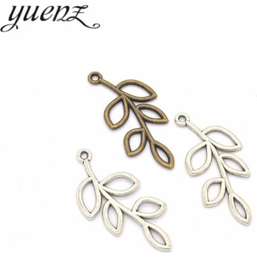 YuenZ 10pcs 2 colour Antique silver color tree leaf Charms Plated Pendants Jewelry Making DIY Handmade Craft 41*19mm Q307