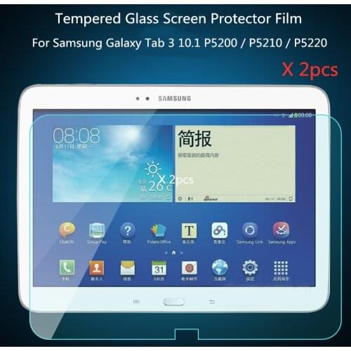 2pcs Premium Tempered Glass for Samsung Galaxy Tab 3 10.1 P5200 P5220 P5210 9H Hard Tablet Screen Protector Film