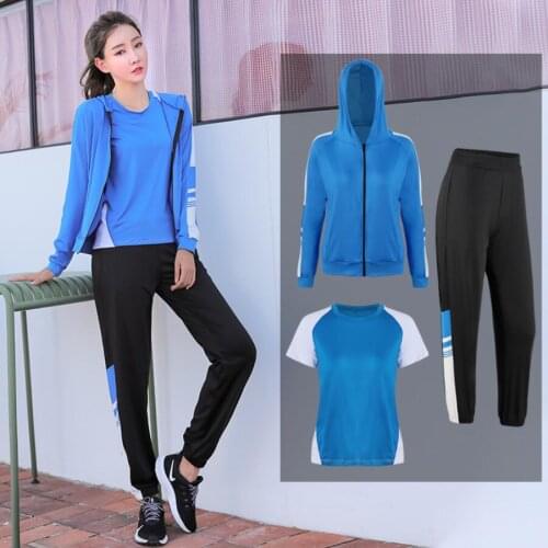 High Quality Women Yoga 3 Piece Set Coats+T Shirt+Pants Fitness Gym Suits Sports Running Clothing Plus Size Chandals Mujer 3XL