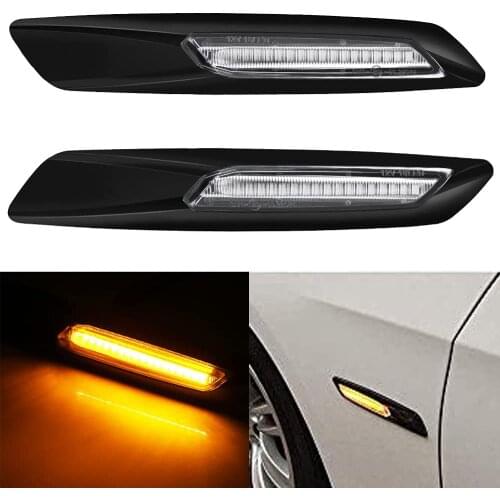 1-Pair Black Smoke Amber LED Dynamic Side Marker Light Turn Signal Light Sequential Blinker Canbus Bulb For 3 Series E90 E91 E92