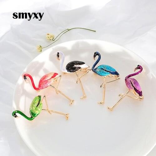 1 piece Colourful Cute Enamel Flamingo Brooches Fashion Dress Coat Accessories Unisex Women Men Alloy Animal Brooch Pins Buckle