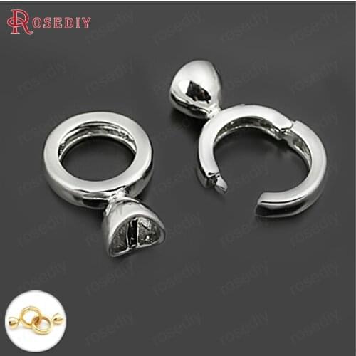 28874)5 Sets full length 38MM,ring 14MM Imitation Rhodium Brass Connect Clasps for Leather Rope Jewelry Findings Accessories