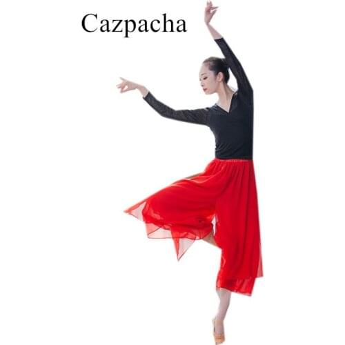 3 Piece Women Chinese Folk Dance Costume Wrap Shirt Flowy Wide Leg Harem Pants Fairy Classical Dance Wear Adults Plus Size