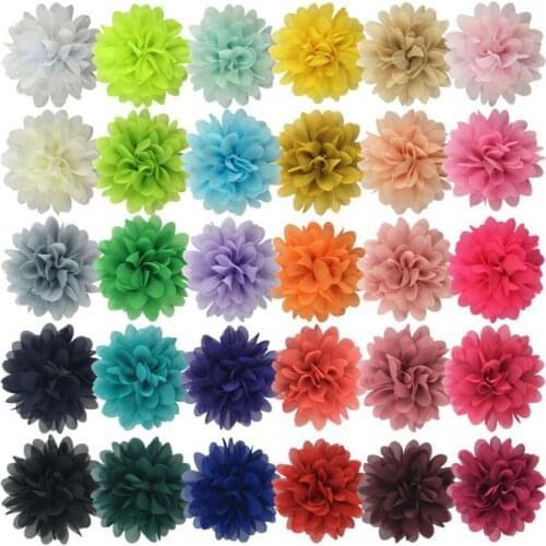 New 4.0" Girls Chiffon Flower in handmade 30 colors multi layers chiffon lace flowers wholesale price 100Pcs free shipping