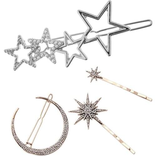 4 Pack Geometric Hairpin Clip Alloy Hair Snap Clamp Women Hair Styling Clips