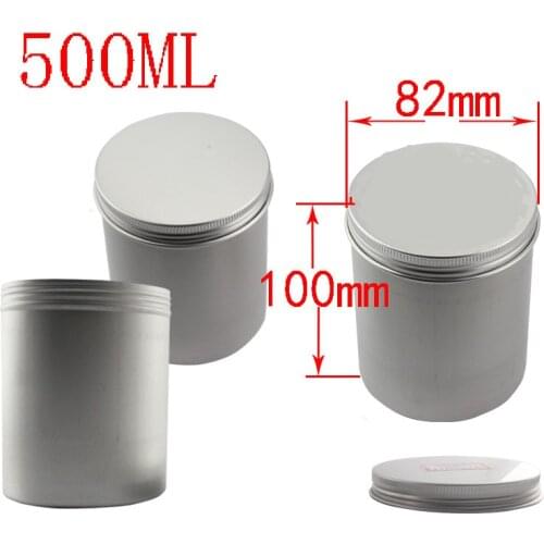 500g Empty silver Aluminum Pot Jars Cosmetic Containers With Lids empty aluminum metal storage jar tea jar tin with free tool