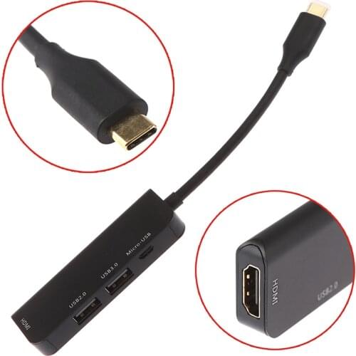 Typc-C to HDMI+USB3.0+USB2.0+Micro USB HUB HDMI Thunderbolt 3 Adapter