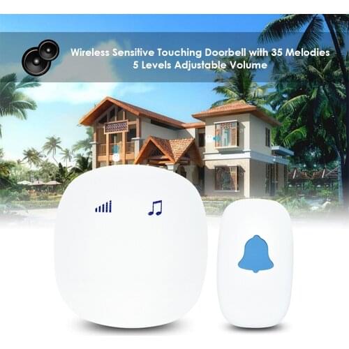 Wirelessly Sensitive Touching Doorbell with 35 Melodies 5 Levels Adjustable Volume Built-in Speaker 656Ft Long Transmission