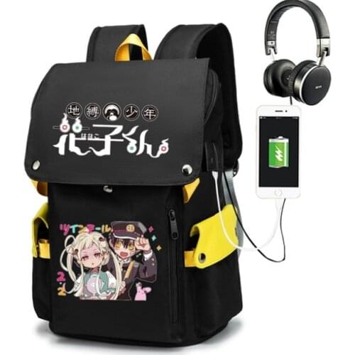 Toilet-Bound Hanako-kun Large Travel Backpack Anime School Bags Boys Teenage Boys Bookbag Oxford USB Charging Laptop Bagpack