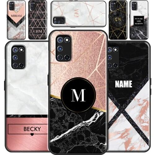 ROSE GOLD MARBLE CUSTOM NAME INITIALS Case For OPPO A15 A91 A83 A3S A5S A1K A52 A72 A5 A9 A31 A53 2020 Find X3 Pro F5 F7 Cover