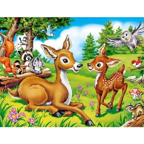 DIY 5D Diamond Mosaic Sika Deer Animal Cartoon Forest,diamond Painting Deer 5D Cross Stitch Embroidery Diamond Home Decoration