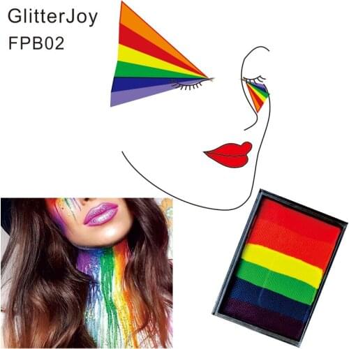 FPB02 60g/pc Water Based Face Body Paint Neon Rainbow Colo Split Cake Art use in Night Club, UV Party, Photo Shooting