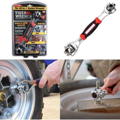 Tiger Wrench 48 In 1 Tools Socket Works with Spline Bolts Torx 360 Degree 6-Point Universial Furniture Car Repair 25cm