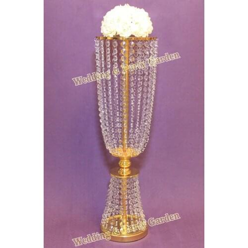 Hot Fast Shipping 80cm(H) Gold wedding crystal pillar crystal chandelier wedding flower stand event party decoration10pcs
