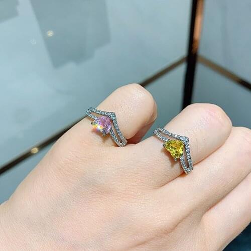 Unusal Heart-Shaped 6*7mm Pink Quartz Topaz Rings for Women 925 Sterling Silver Wedding Rings Party Cocktail Finger Fine Jewelry