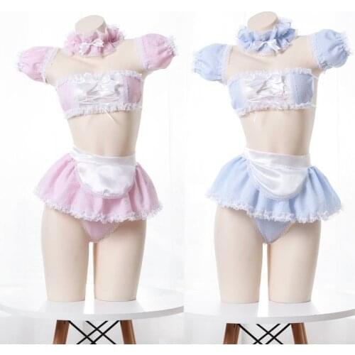 Sexy Fairy Princess Bra Set Plaid Outfit Uniform Lace Maid Lingerie Set for Woman School Girl Halloween Kawaii Cosplay Costumes