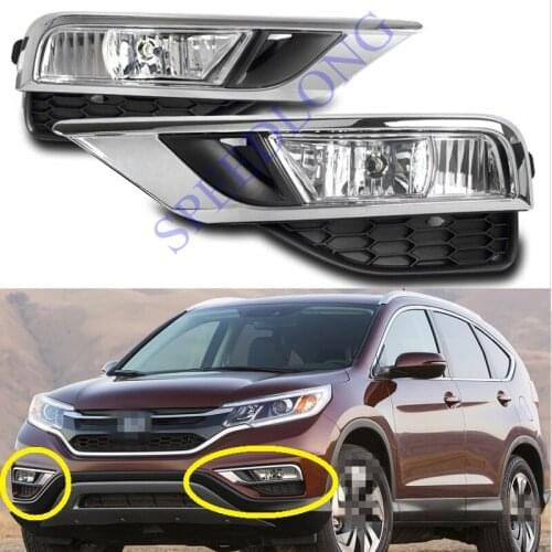 1 Set without bulbs Front fog lights and chrome fog lamp cover strip kits for HONDA CRV 2015-2016 UK version
