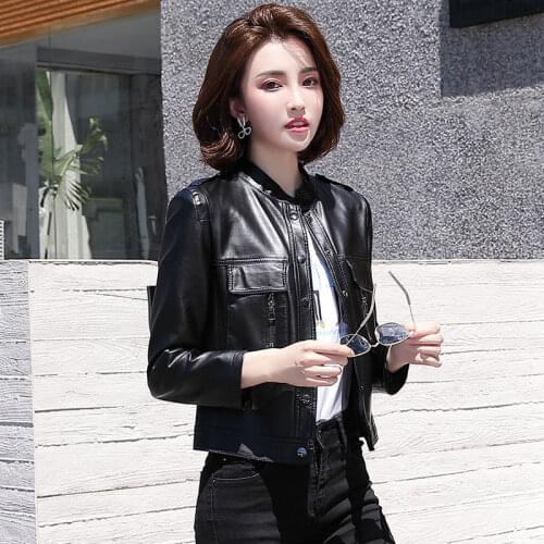 New Women Outerwear Genuine Leather Jackets Sheepskin Short Coats Motorcycle Windbreak Clothing Spring Autumn Female Jacket