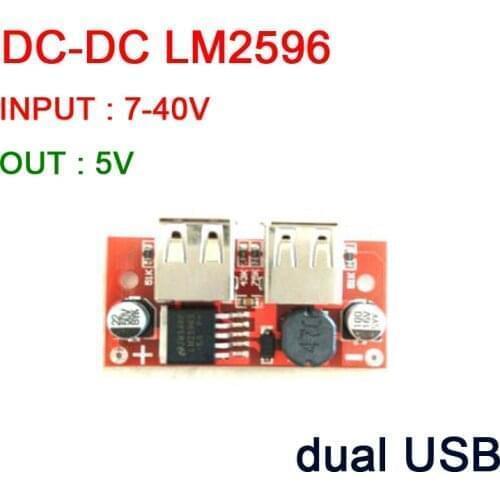 LM2596 DC-DC buck Converter 7-40V 12V 15V 19V 24V 36V TO 5V dual USB Voltage Regulator Power Module FOR CAR Charger phone