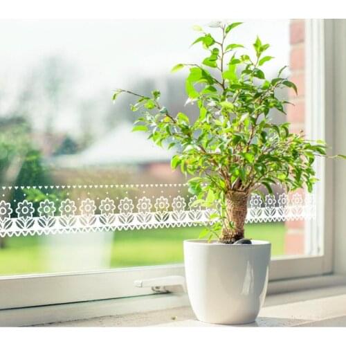 Sweet White Flower Lace Wallpaper Borders Adhesive Mirror Stickers Bathroom Kitchen Tile Sticker Glass Door Decoration EZ056