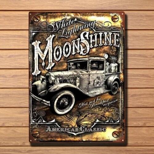 Moonshine Truck Retro Vintage Tin Sign Bar Pub Home Metal Poster Wall Art Decor
