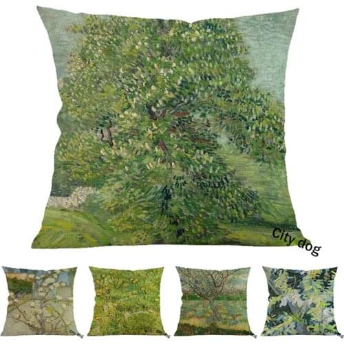 Chestnut Tree in Blossom Painting art Cotton and linen square 45*45cm pillow case Cushion cover Home sofa pillowcase Decor