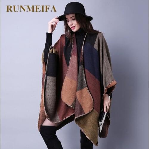 2019 New design Fashion Winter Women Warm Poncho And Capes For Ladies Coat High Quality Female Shawls Oversize Geometric Cloak