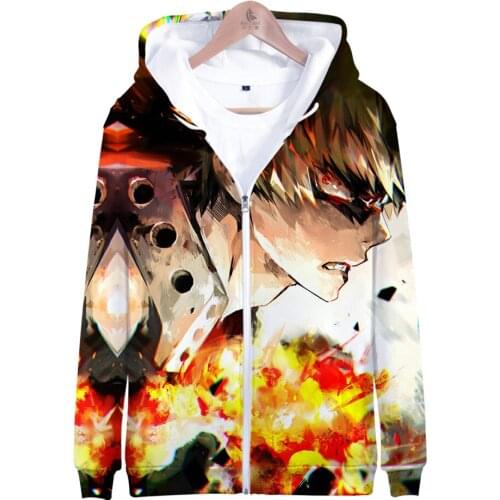 Novelty 3D Anime Hoodies Zipper Hoodie Mens My Hero Academia And Saint Seiya 2019 Autumn Student Zipper Pullovers Boys/girls