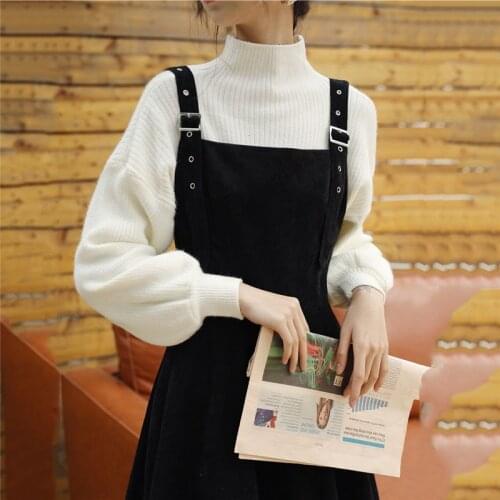 2020 Autumn Winter Dress Women temperament Suit Knitted Sweater lazy style strap Dress Two-piece Sets B585