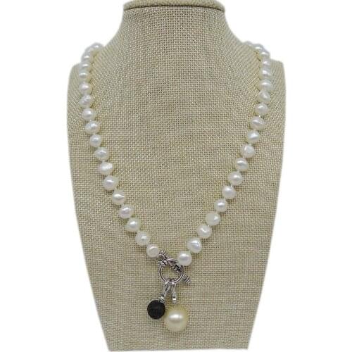 100% NATURE FRESHWATER Baroque PEARL NECKLACE-with nice charms